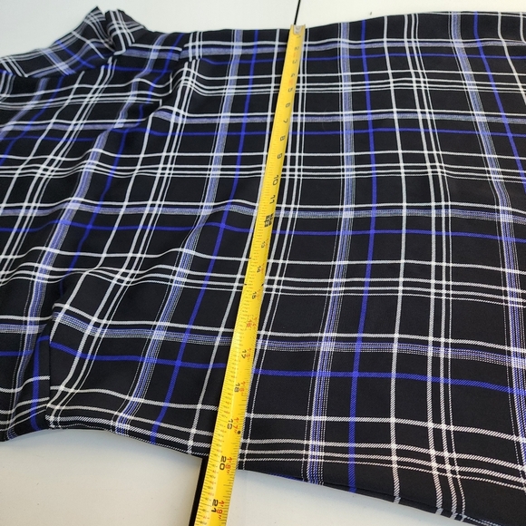 Cynthia Rowley Women Short Sleeve Dress Black Blue Plaid Shift Relaxed Zip Sz 10 - Picture 9 of 13